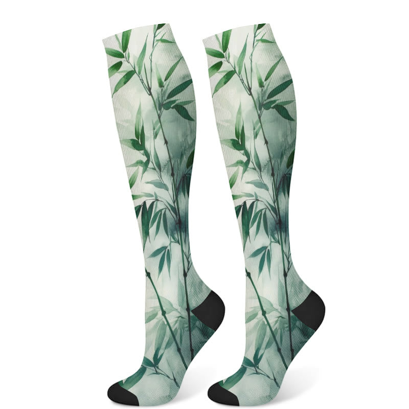 Monstera Leaves Compression Socks(3 Pairs) - Green(1 Pair) - S/M - image 6