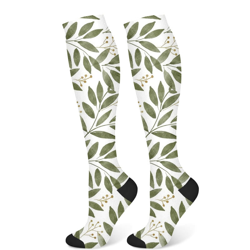 Monstera Leaves Compression Socks(3 Pairs) - Light Green(1 Pair) - S/M - image 7