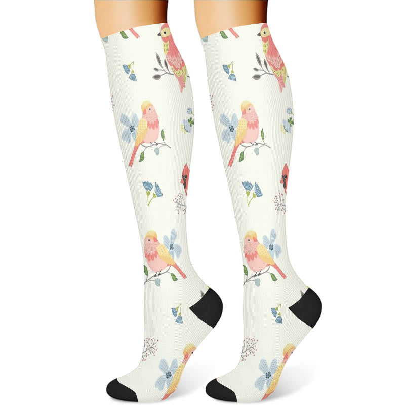 Spring Flower Birds Compression Socks(3 Pairs) - image 2