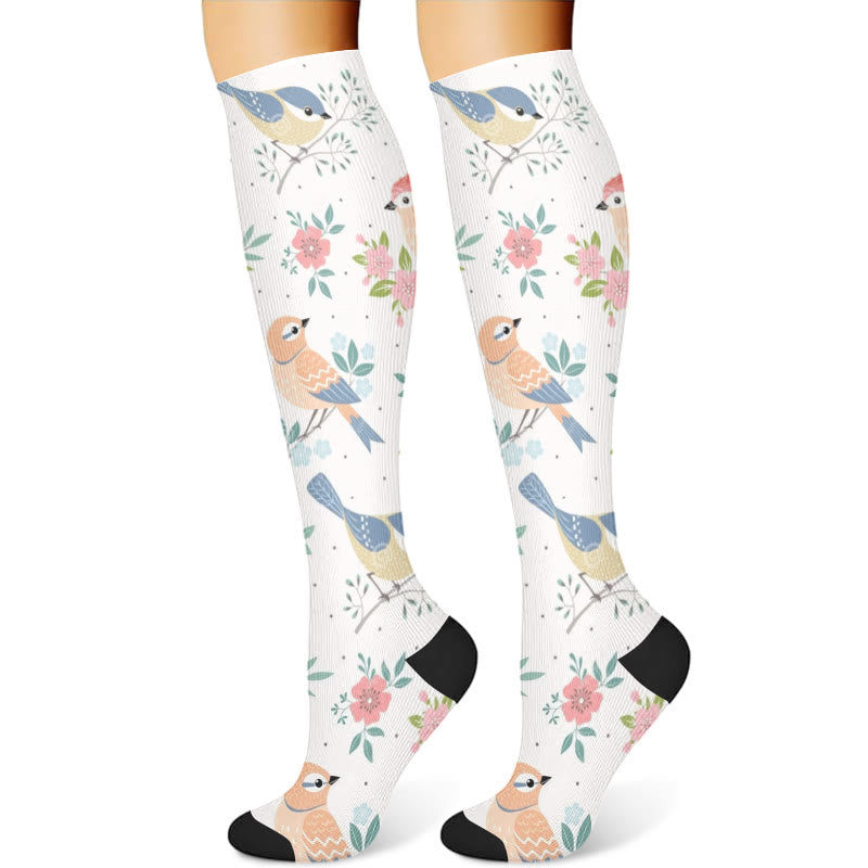 Spring Flower Birds Compression Socks(3 Pairs) - image 3