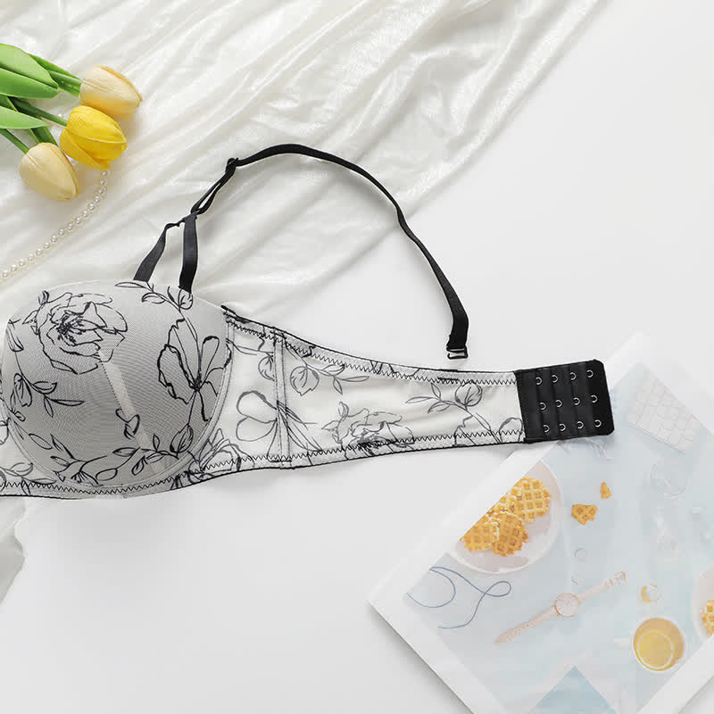 Vintage Floral Print Underwire Bra