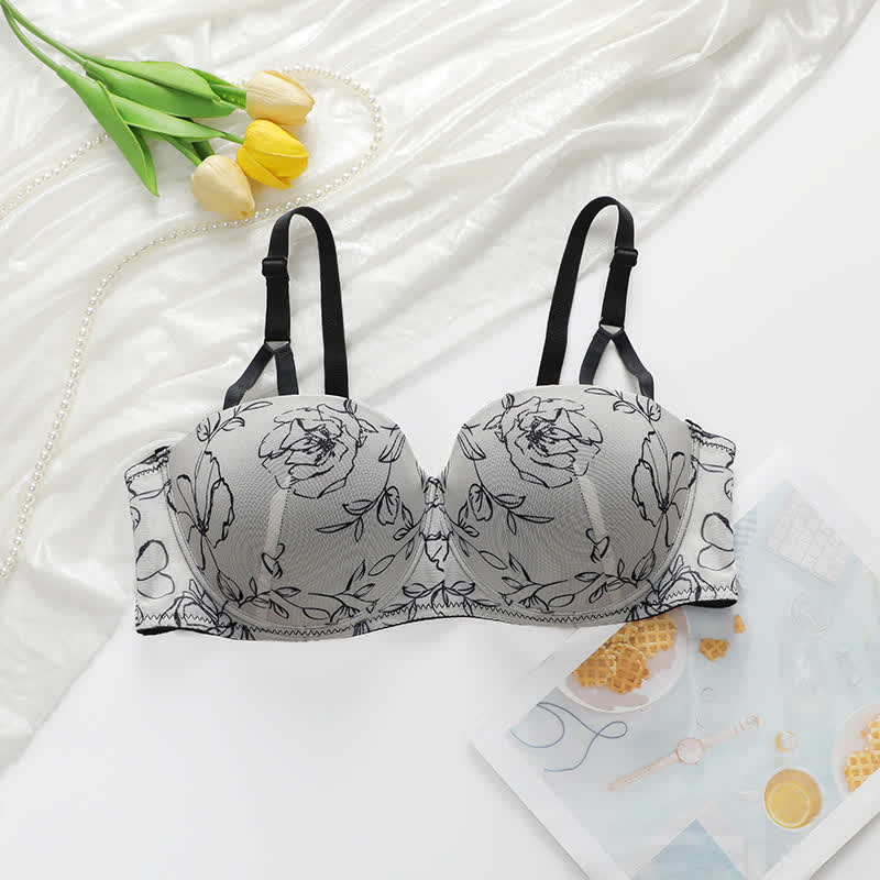 Vintage Floral Print Underwire Bra