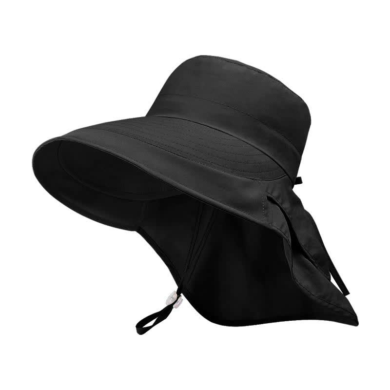 Outdoor Hiking Wide-Brim Bucket Hat - Black - One Size - image 21