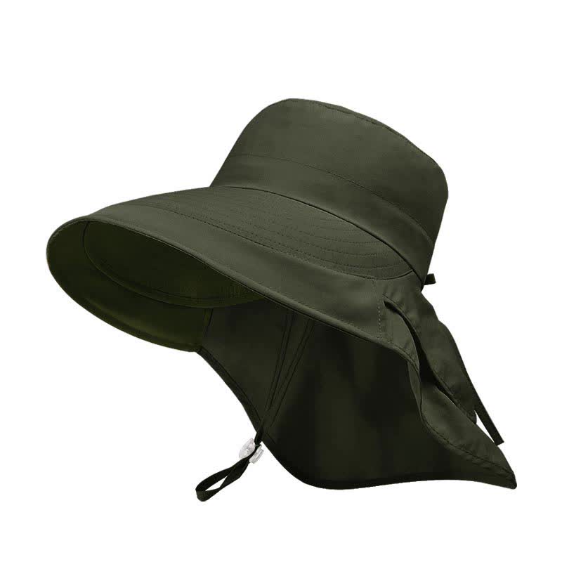 Outdoor Hiking Wide-Brim Bucket Hat - Dark Green - One Size - image 19