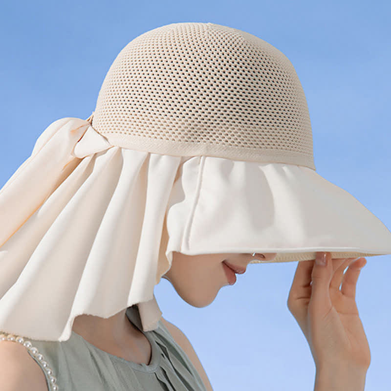 Wide-Brim Breathable Bow-Detail Sun Bucket Hat - image 12