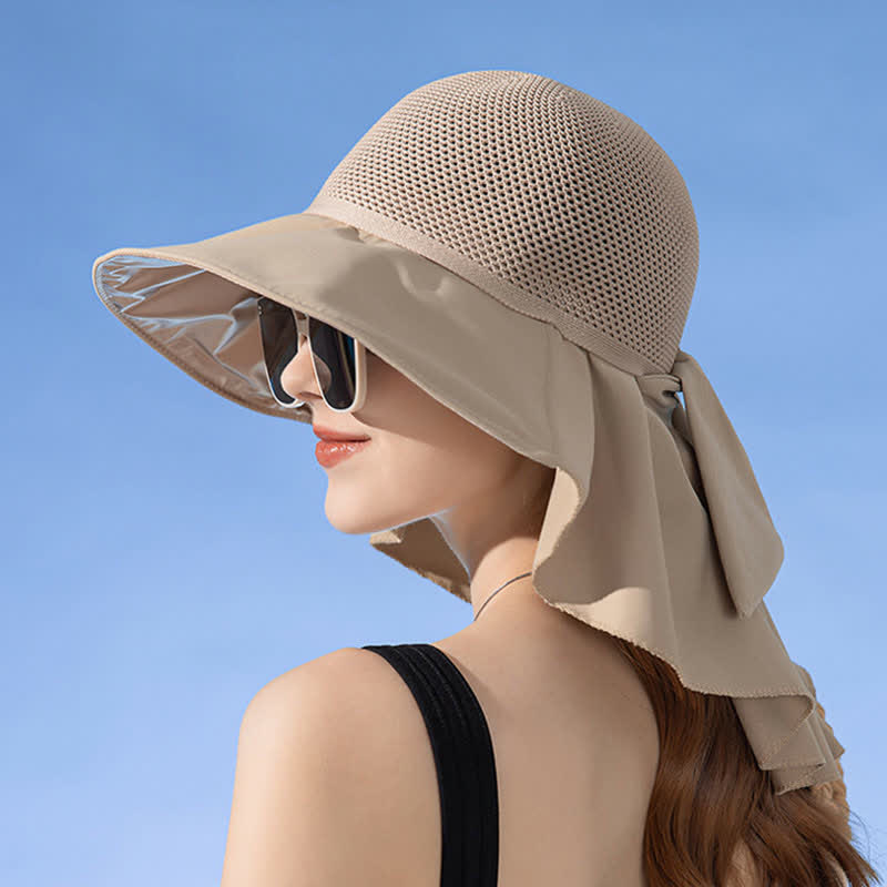 Wide-Brim Breathable Bow-Detail Sun Bucket Hat - image 9