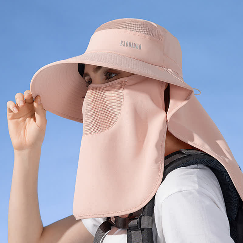 Sun Protection Bucket Hat with Attached Face Scarf - image 8
