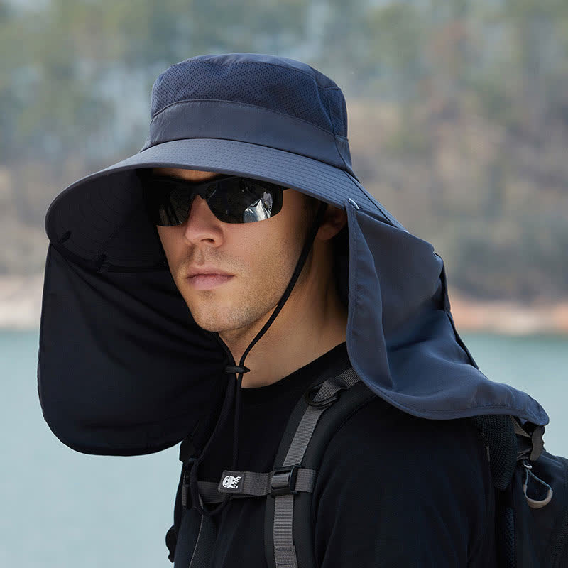 Detachable Neck Flap Bucket Hat - Dark Grey - One Size - image 4