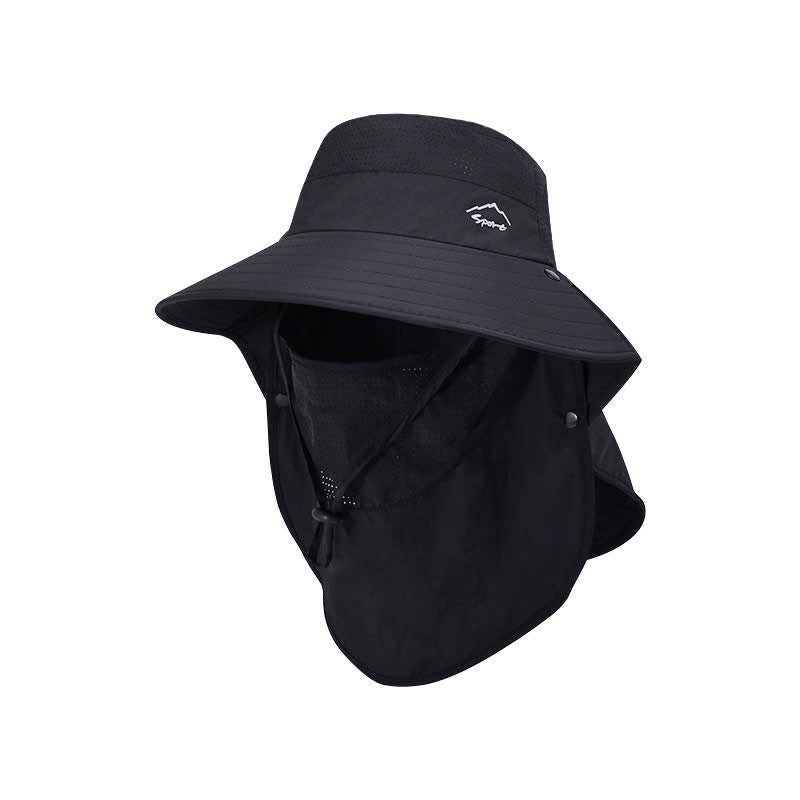 Detachable Face Mask Bucket Hat - Black - One Size - image 10