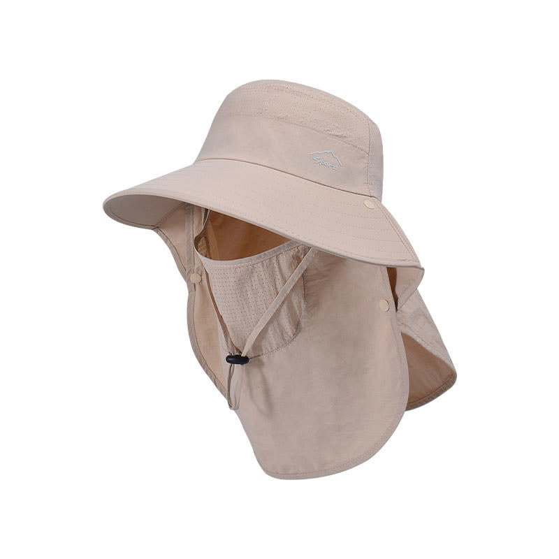 Detachable Face Mask Bucket Hat - Beige - One Size - image 2