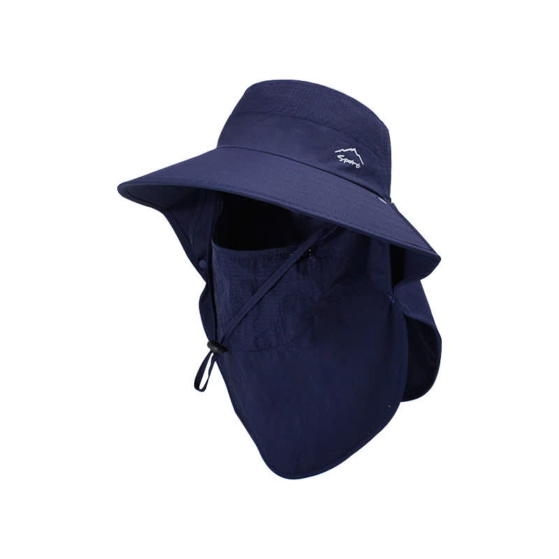 Detachable Face Mask Bucket Hat - Navy Blue - One Size - image 8