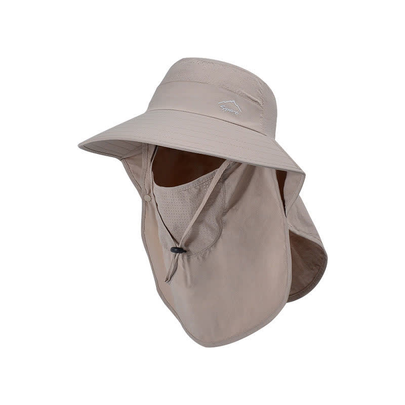 Detachable Face Mask Bucket Hat - Khaki - One Size - image 16