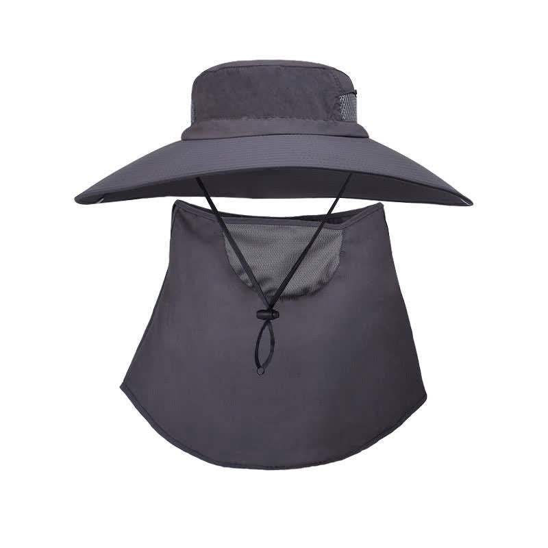 Outdoor Sun Protection Mask Bucket Hat - Dark Grey - One Size - image 17