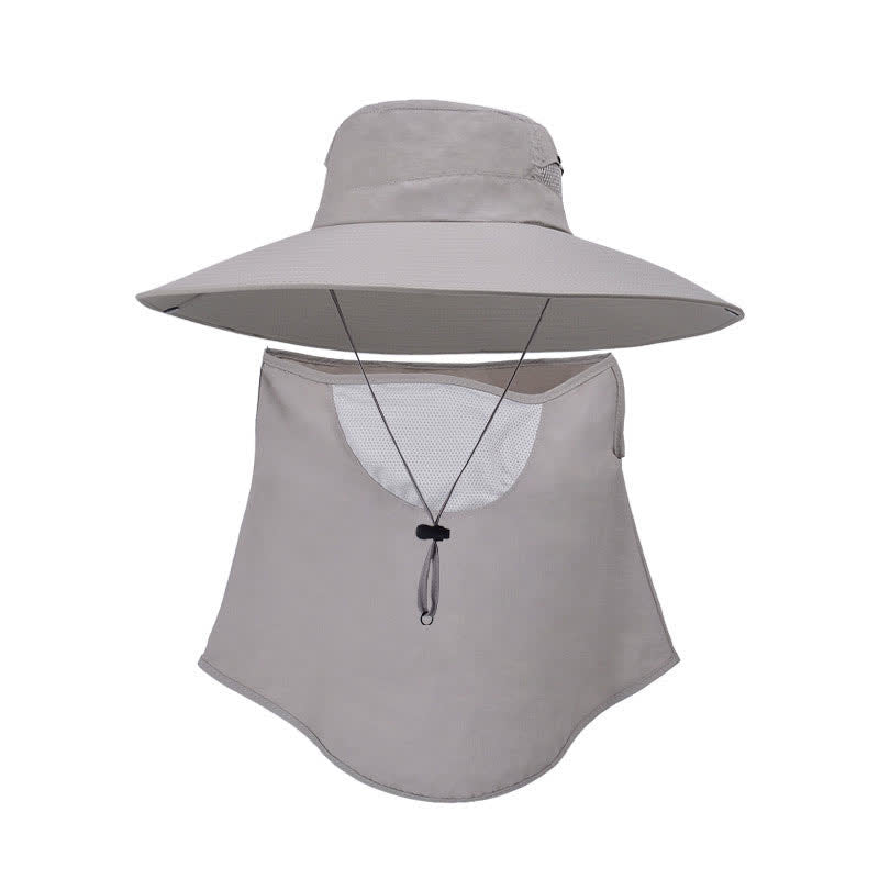 Outdoor Sun Protection Mask Bucket Hat - Light Gray - One Size - image 7