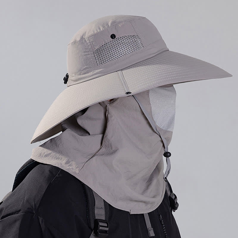 Outdoor Sun Protection Mask Bucket Hat - image 3