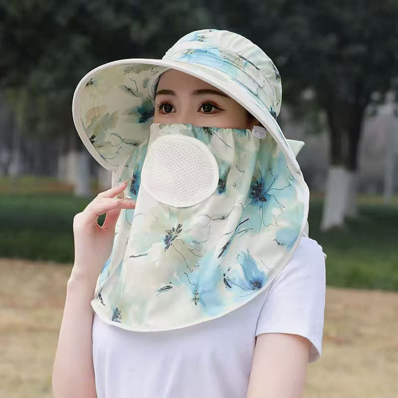 Elegant Floral Breathable Sun Hat - Blue - One Size - image 5