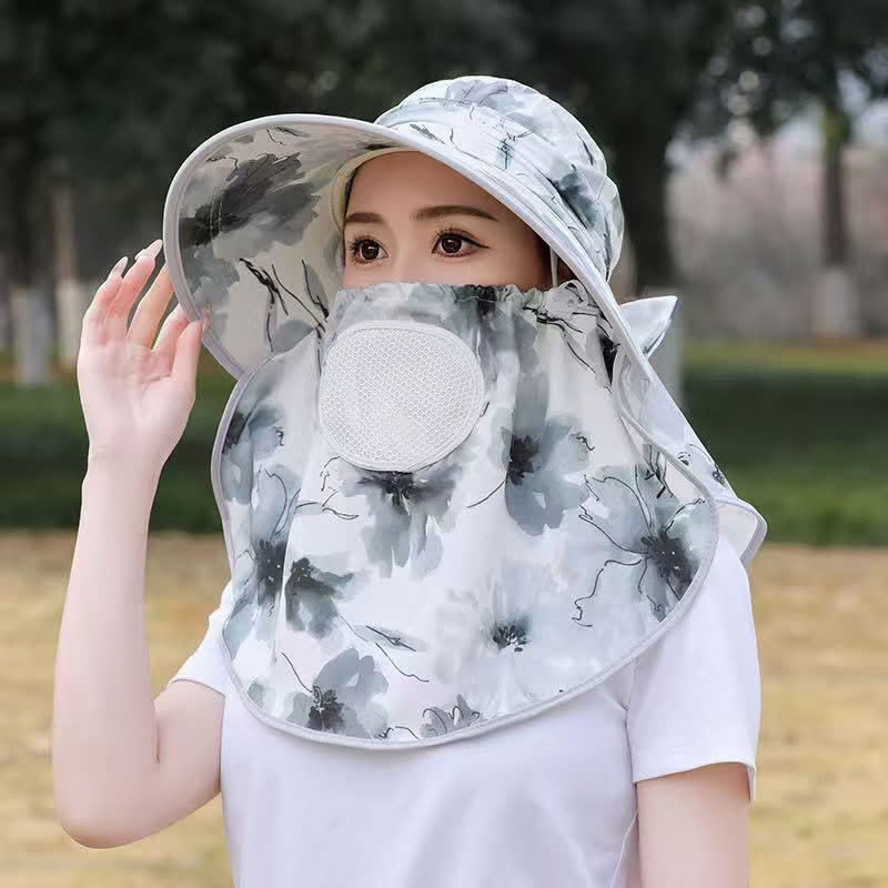 Elegant Floral Breathable Sun Hat - Grey - One Size - image 10