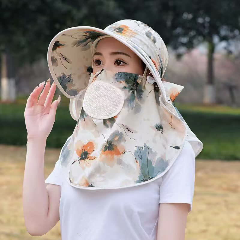 Elegant Floral Breathable Sun Hat - Khaki - One Size - image 6