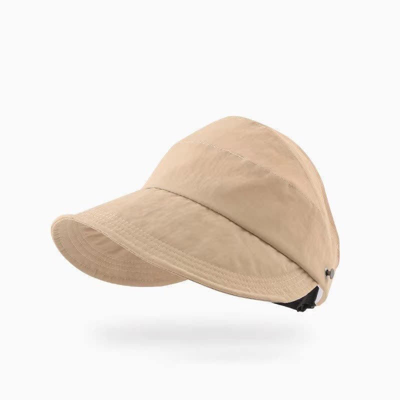 Solid Color Wide Brim Open-Top Hat - Khaki - One Size - image 5
