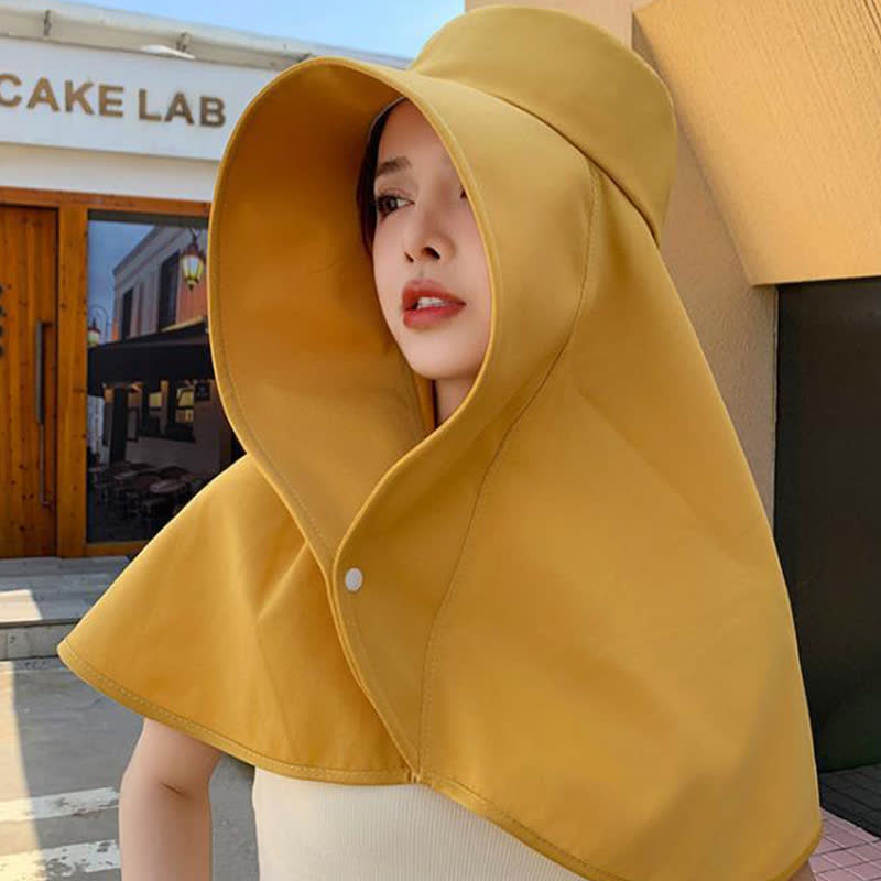 Large Brimmed Shawl One Piece Sun Hat - Yellow - One Size - image 4