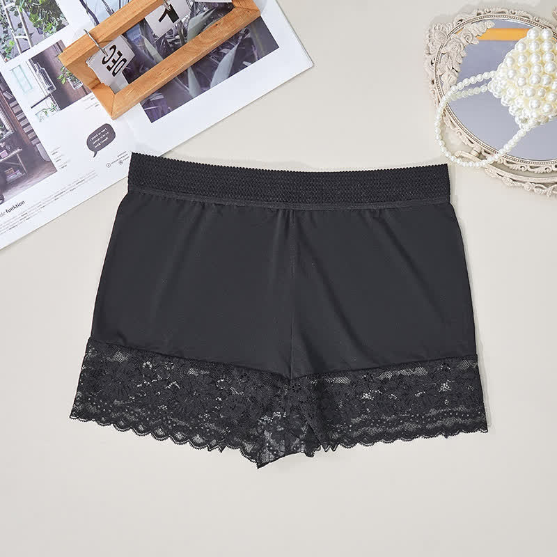 High Waist Lace Comfy Boyshort(2 Packs) - Black - 4XL - image 6