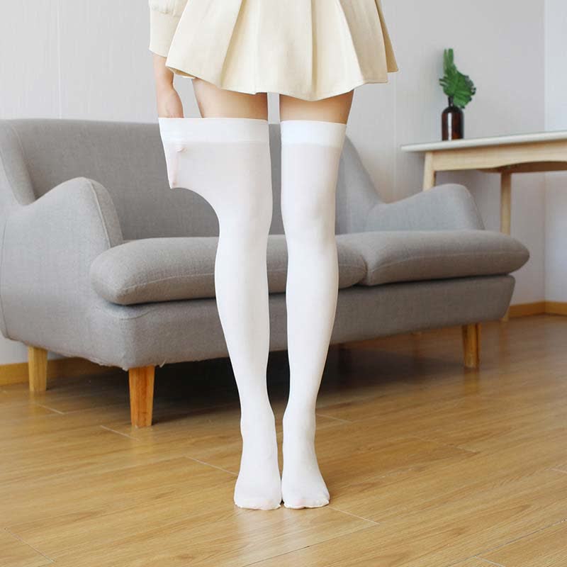 Plus Sexy Solid Color Thigh High Socks(4 Pairs)