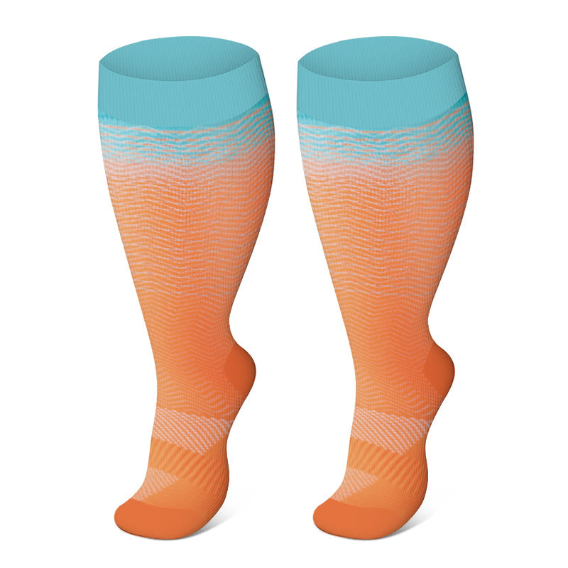Plus Size Line Gradient Compression Socks(3 Pairs)