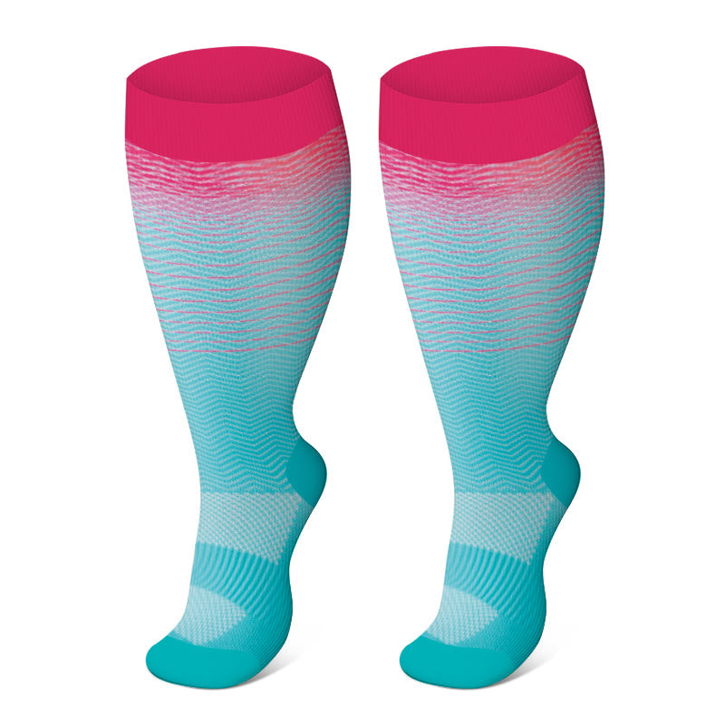Plus Size Line Gradient Compression Socks(3 Pairs)
