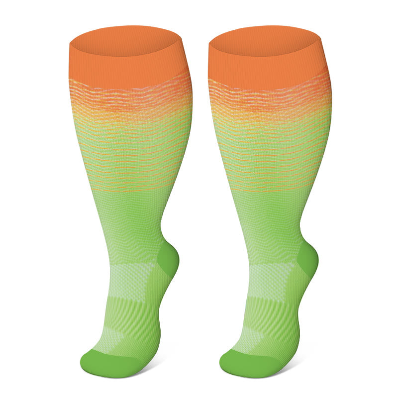 Plus Size Line Gradient Compression Socks(3 Pairs)