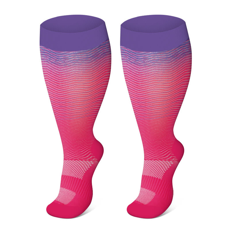 Plus Size Line Gradient Compression Socks(3 Pairs)