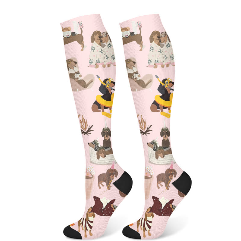 Balloon Dachshund Cat Compression Socks(3 Pairs) - Pink(1 Pair) - S/M - image 7
