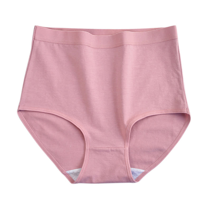 Solid Color High Waist Breathable Soft Cotton Brief(3 Packs)