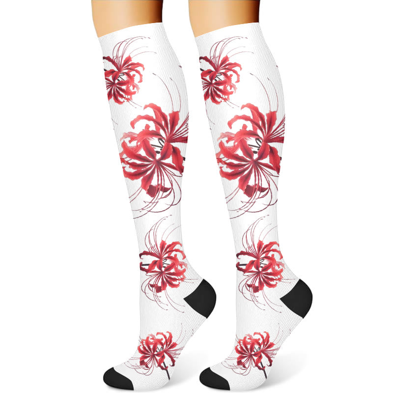 Red Flowers Compression Socks(3 Pairs) - image 2