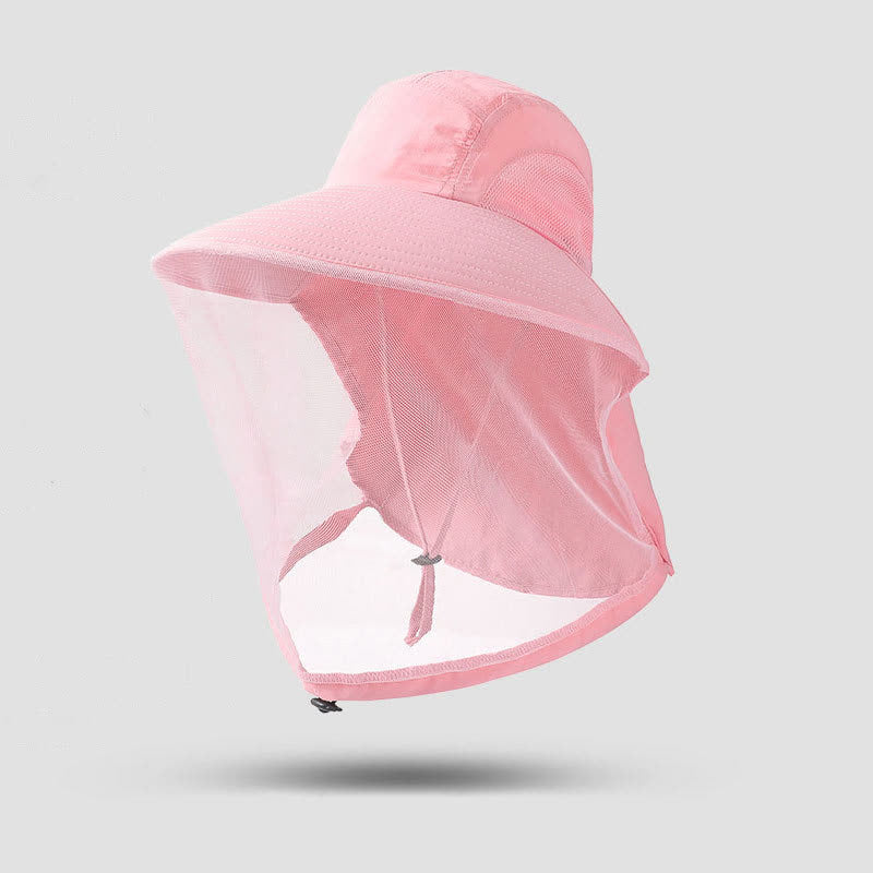 Sun-Protective Breathable Wide-Brim Bucket Hat - Pink - One Size - image 6
