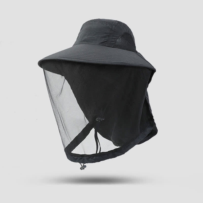 Sun-Protective Breathable Wide-Brim Bucket Hat - Black - One Size - image 4