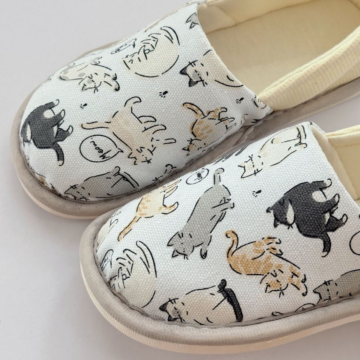 Cat Print Non-Slip Canvas Home Slippers