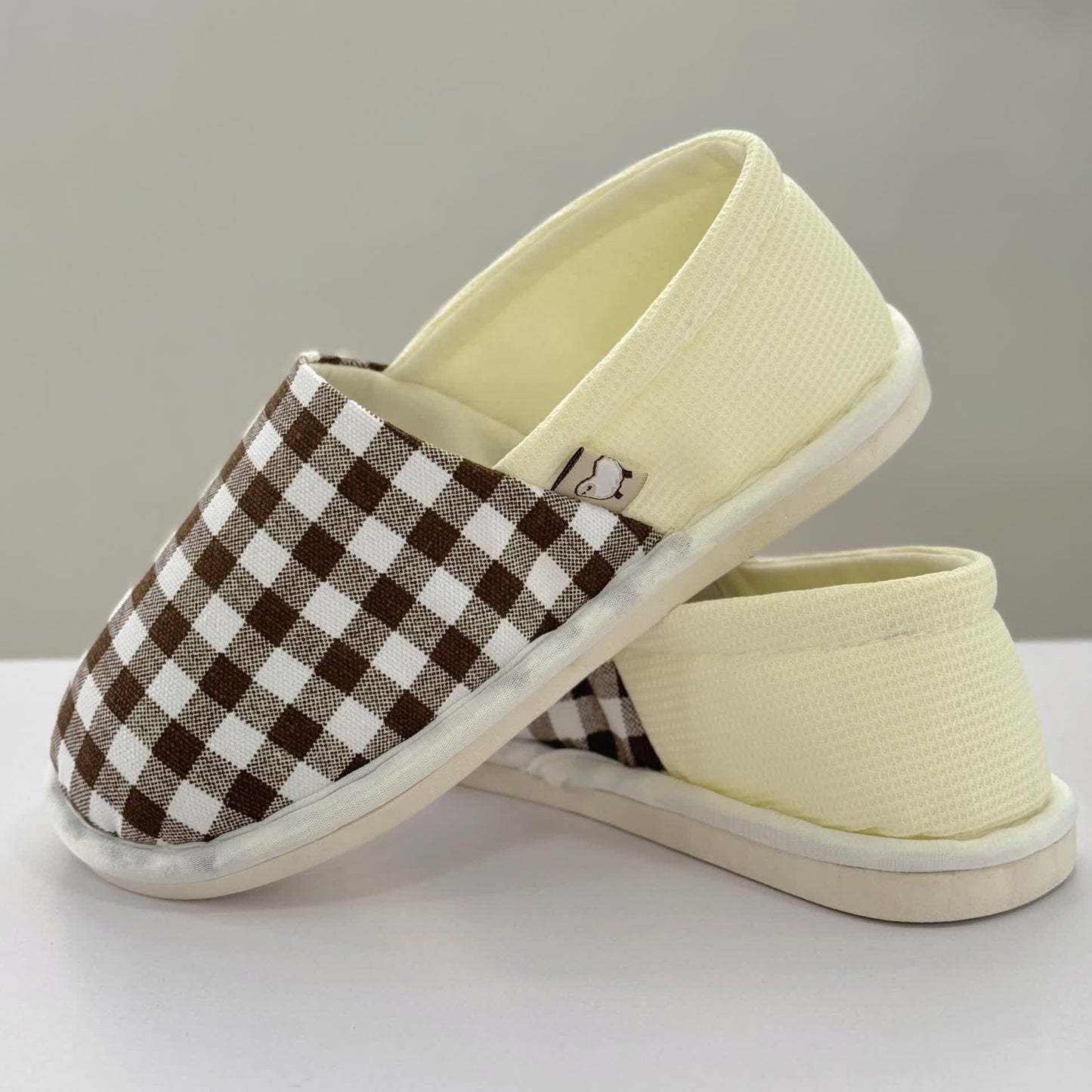 Plaid Print Non-Slip Canvas Home Slippers