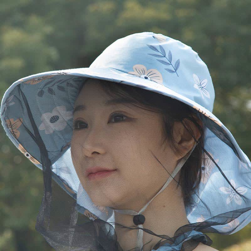 Floral Print Outdoor Wide Brim Bucket Hat - image 7