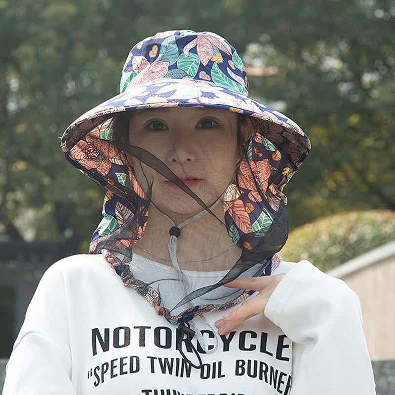 Floral Print Outdoor Wide Brim Bucket Hat - D - One Size - image 9