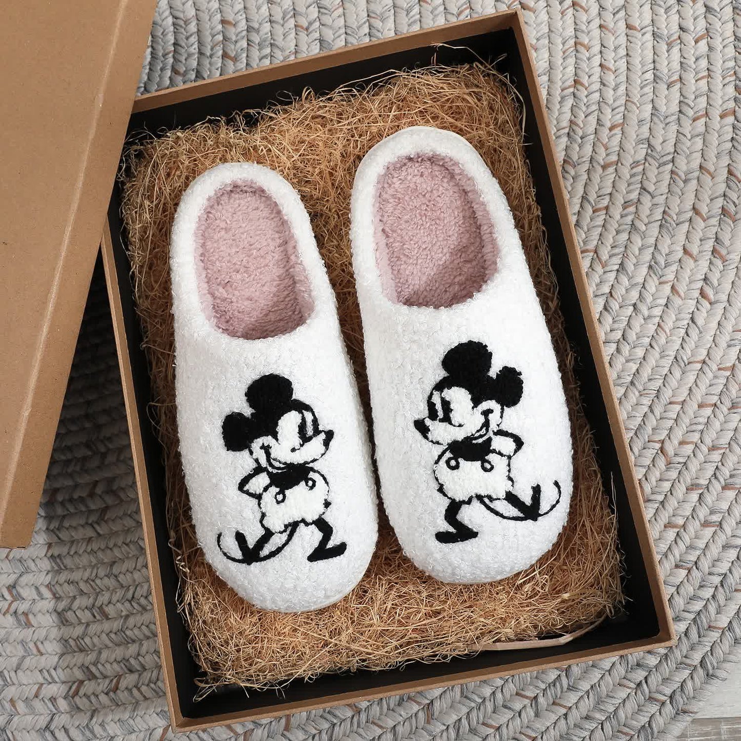 Cute Animal Embroidery Home Slippers - White - US10-11 - image 0