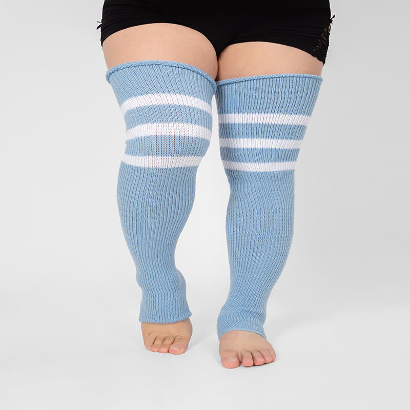 Plus Size Stripe Open Toe Thigh High Compression Socks - image 6