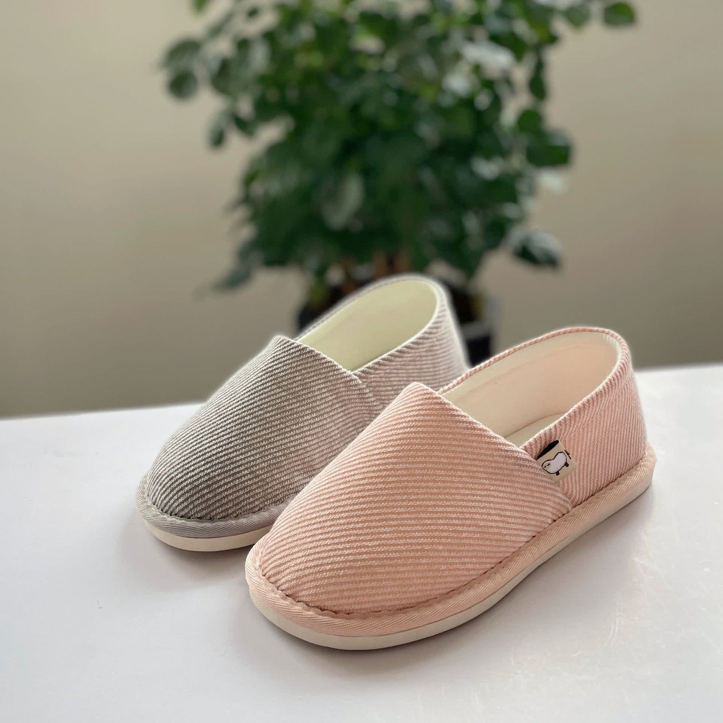 Simple Stripe Soft Sole Home Slippers