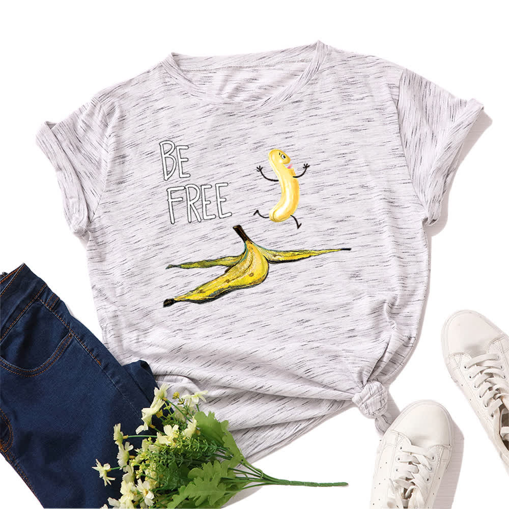 Plus Size Creative Banana Print Short Sleeve T-Shirt