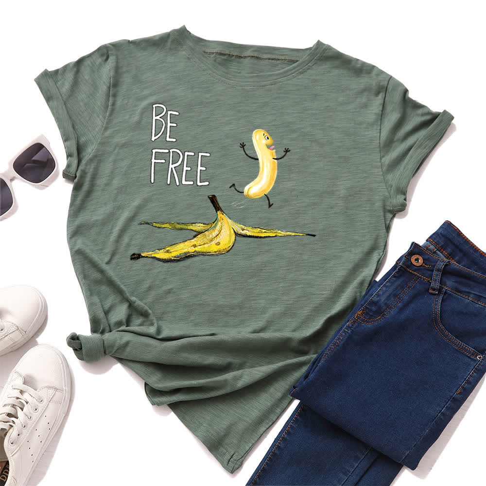 Plus Size Creative Banana Print Short Sleeve T-Shirt