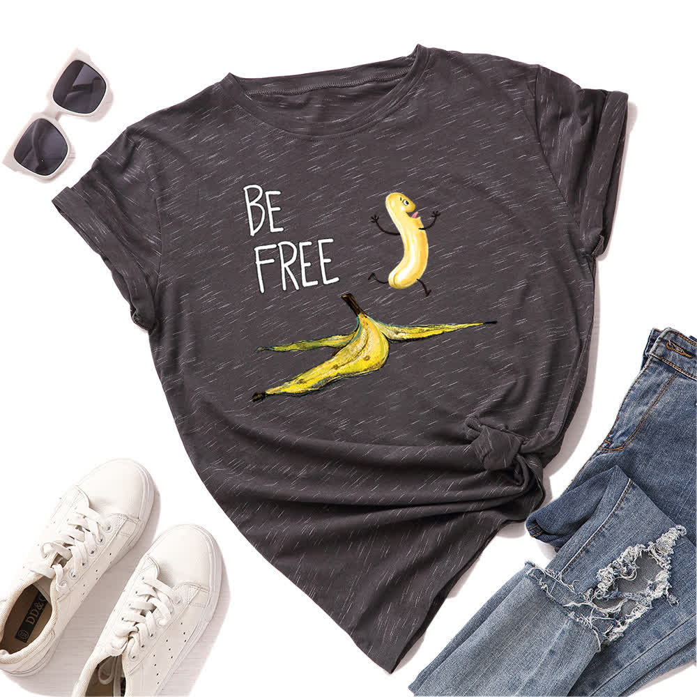 Plus Size Creative Banana Print Short Sleeve T-Shirt