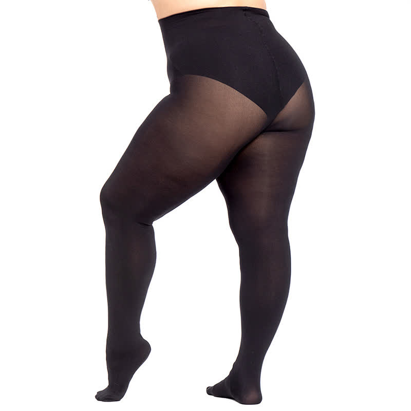 Plus Size Black High Waist Pantyhose(2 Pairs)