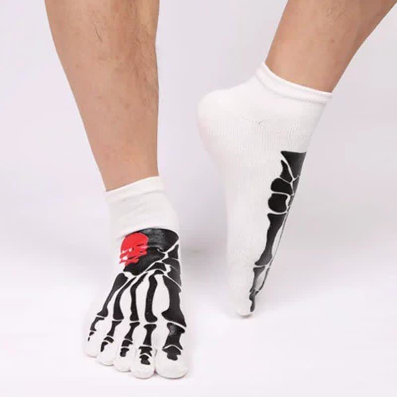 Skull and Claw Print Toe Socks(6 Pairs)