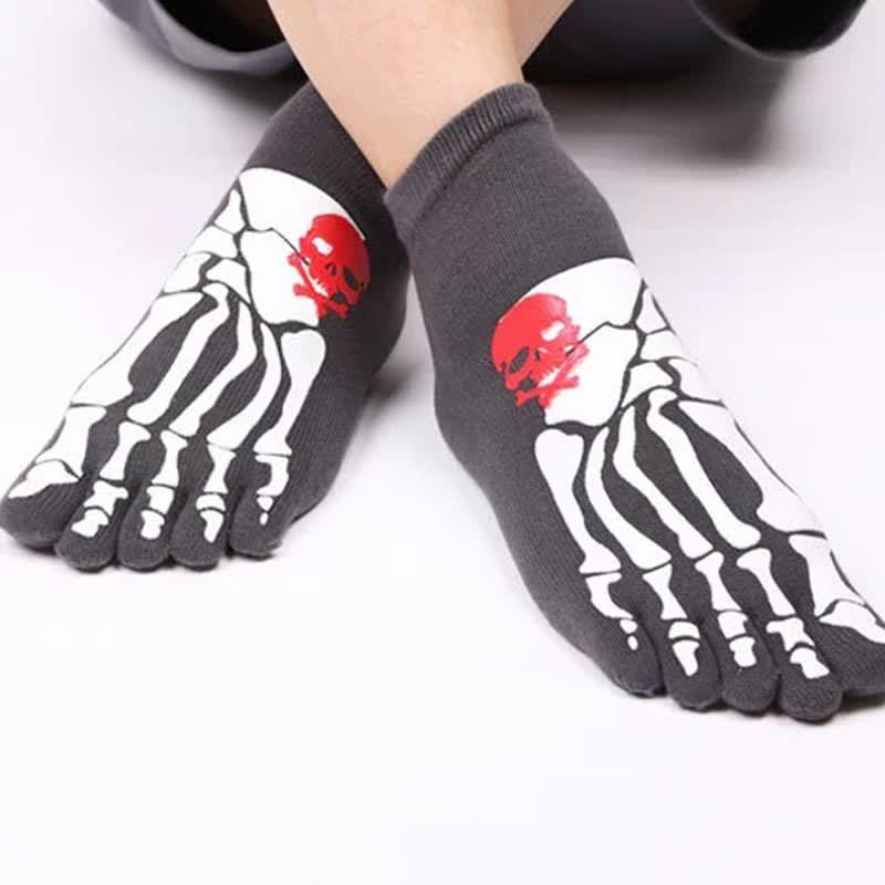 Skull and Claw Print Toe Socks(6 Pairs)