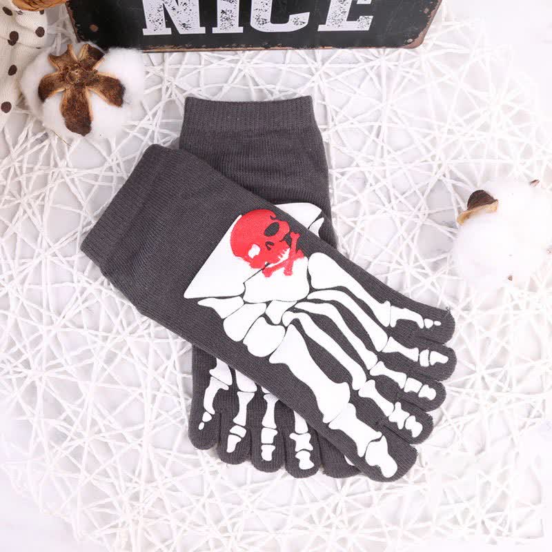 Skull and Claw Print Toe Socks(6 Pairs)