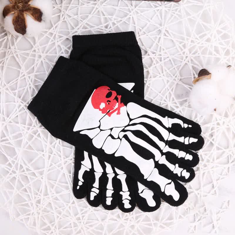 Skull and Claw Print Toe Socks(6 Pairs)
